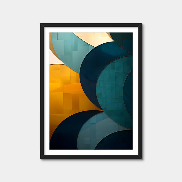 Abstract - Blue Gold Wave 39 Wall Art — Framed Print Format preview