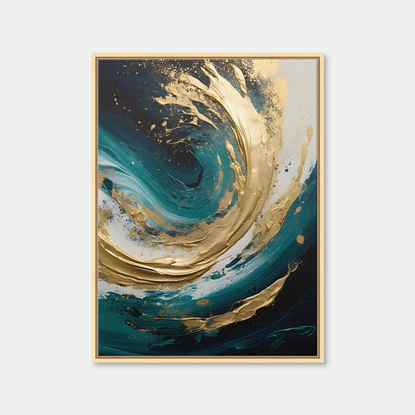 Abstract - Blue Gold Waves 11 Wall Art — Framed Canvas Format preview