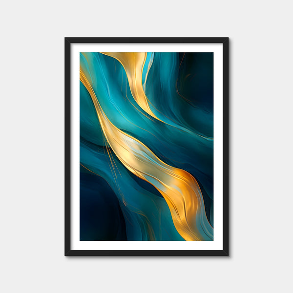 Abstract - Blue Gold Waves 12 Wall Art — Framed Print Format preview