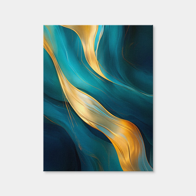 AUTO-MOCKUP WHITE | Abstract - Blue Gold Waves 12 | 1 Piece | Gallery Wrap Canvas | group=3x4
