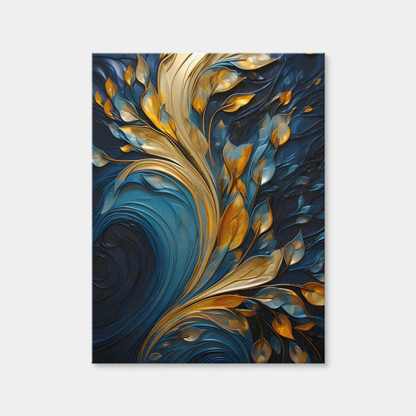 Abstract - Blue Gold Waves 26 Wall Art — Canvas Wrap Format preview