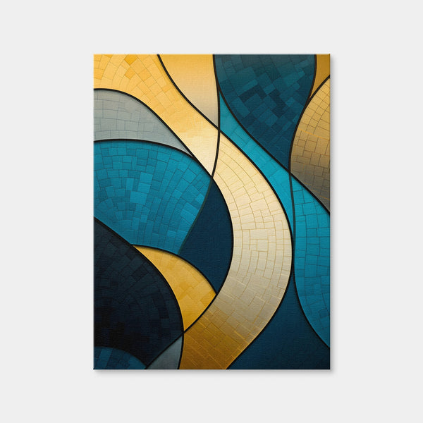 Abstract - Blue Gold Waves 36 Wall Art — Canvas Wrap Format preview