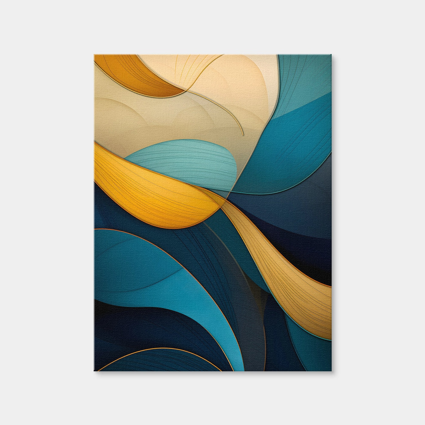 AUTO-MOCKUP WHITE | Abstract - Blue Gold Waves 37 | 1 Piece | Gallery Wrap Canvas | group=3x4