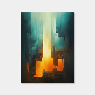 AUTO-MOCKUP WHITE | Abstract - Blue Orange Shapes 13 | 1 Piece | Gallery Wrap Canvas | group=3x4