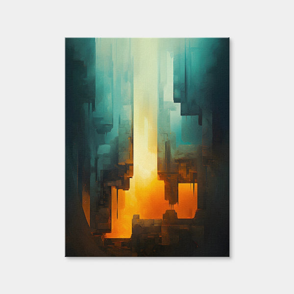 Abstract - Blue Orange Shapes 13 Wall Art — Canvas Wrap Format preview