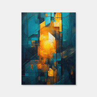 AUTO-MOCKUP WHITE | Abstract - Blue Orange Shapes 26 | 1 Piece | Gallery Wrap Canvas | group=3x4