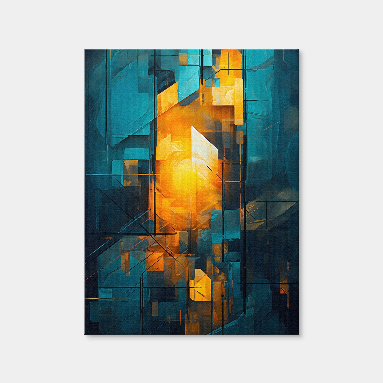 AUTO-MOCKUP WHITE | Abstract - Blue Orange Shapes 26 | 1 Piece | Gallery Wrap Canvas | group=3x4