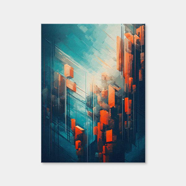 Abstract - Blue Orange Shapes 9 Wall Art — Canvas Wrap Format preview