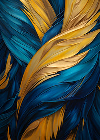 Abstract - Blue gold feather 4 Wall Art