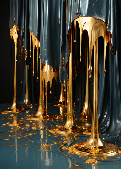 Abstract - Blue gold shapes 13 Wall Art