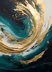 Abstract - Blue gold waves 11 Wall Art
