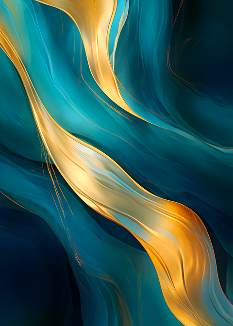 Abstract - Blue gold waves 12 Wall Art