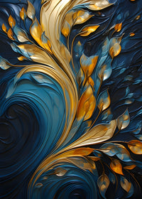 Abstract - Blue gold waves 26 Wall Art