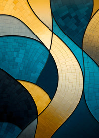 Abstract - Blue gold waves 36 Wall Art