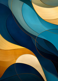 Abstract - Blue gold waves 42 Wall Art