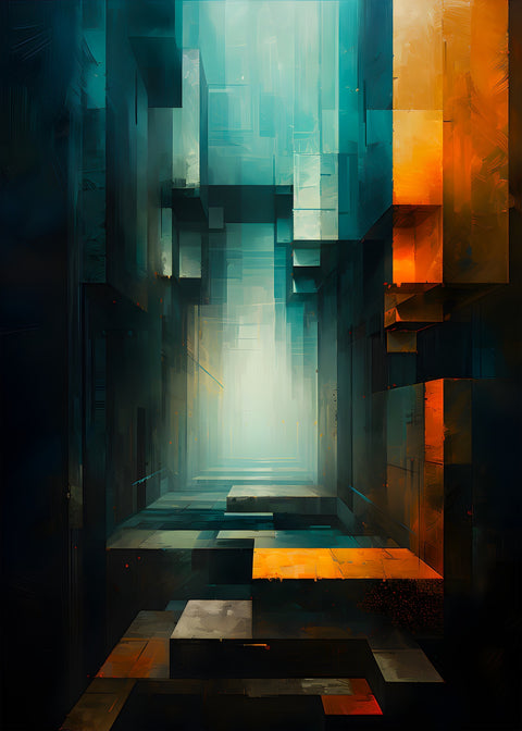Abstract - Blue orange shapes 12 Wall Art
