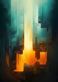 Abstract - Blue orange shapes 13 Wall Art