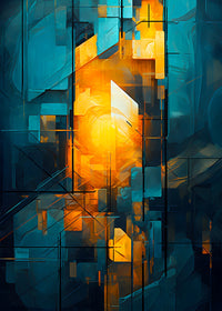 Abstract - Blue orange shapes 26 Wall Art