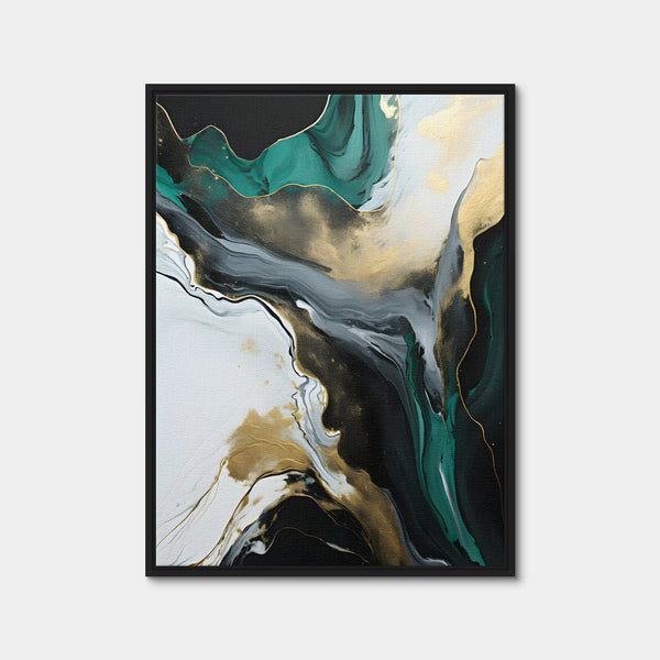 Abstract - Green Gold Waves 2 Wall Art — Framed Canvas Format preview