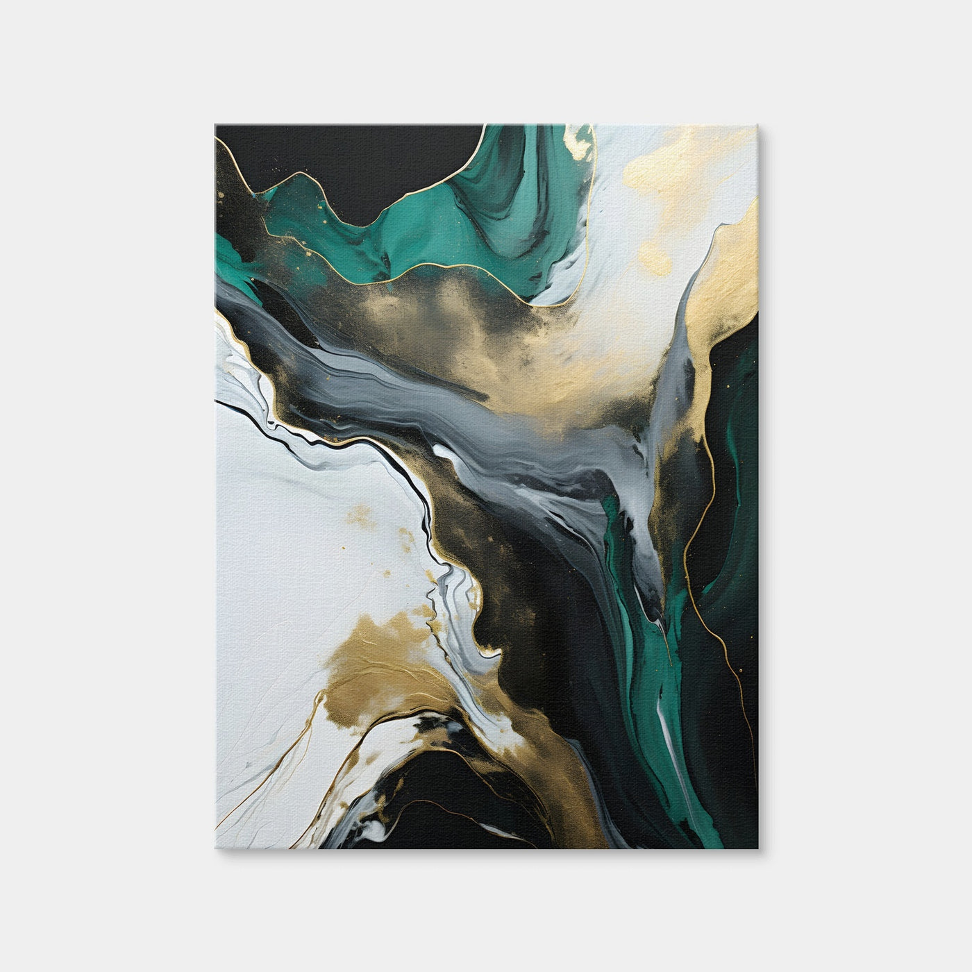 AUTO-MOCKUP WHITE | Abstract - Green Gold Waves 2 | 1 Piece | Gallery Wrap Canvas | group=3x4
