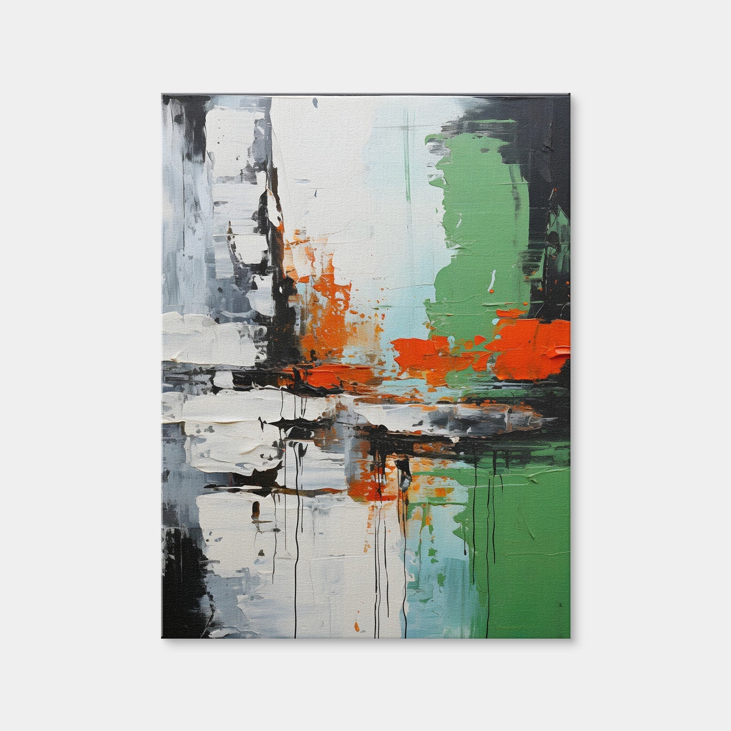 AUTO-MOCKUP WHITE | Abstract - Green White Shapes 2 | 1 Piece | Gallery Wrap Canvas | group=3x4