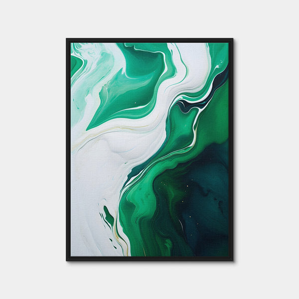 Abstract - Green White Waves 1 Wall Art — Framed Canvas Format preview