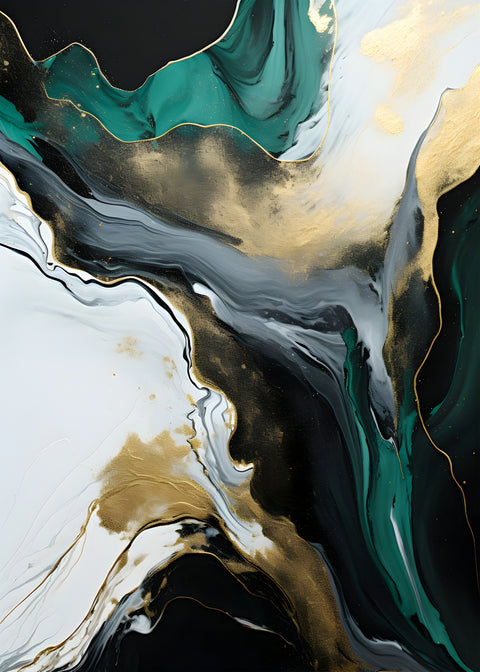 Abstract - Green gold waves 2 Wall Art