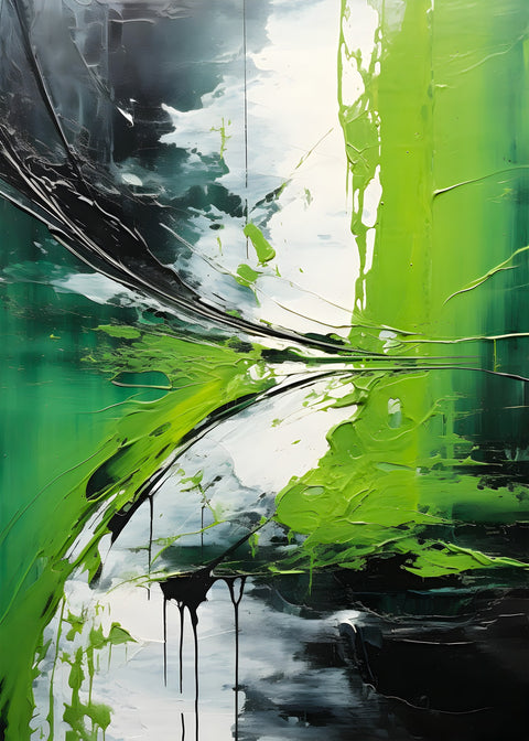 Abstract - Green white shapes 1 Wall Art