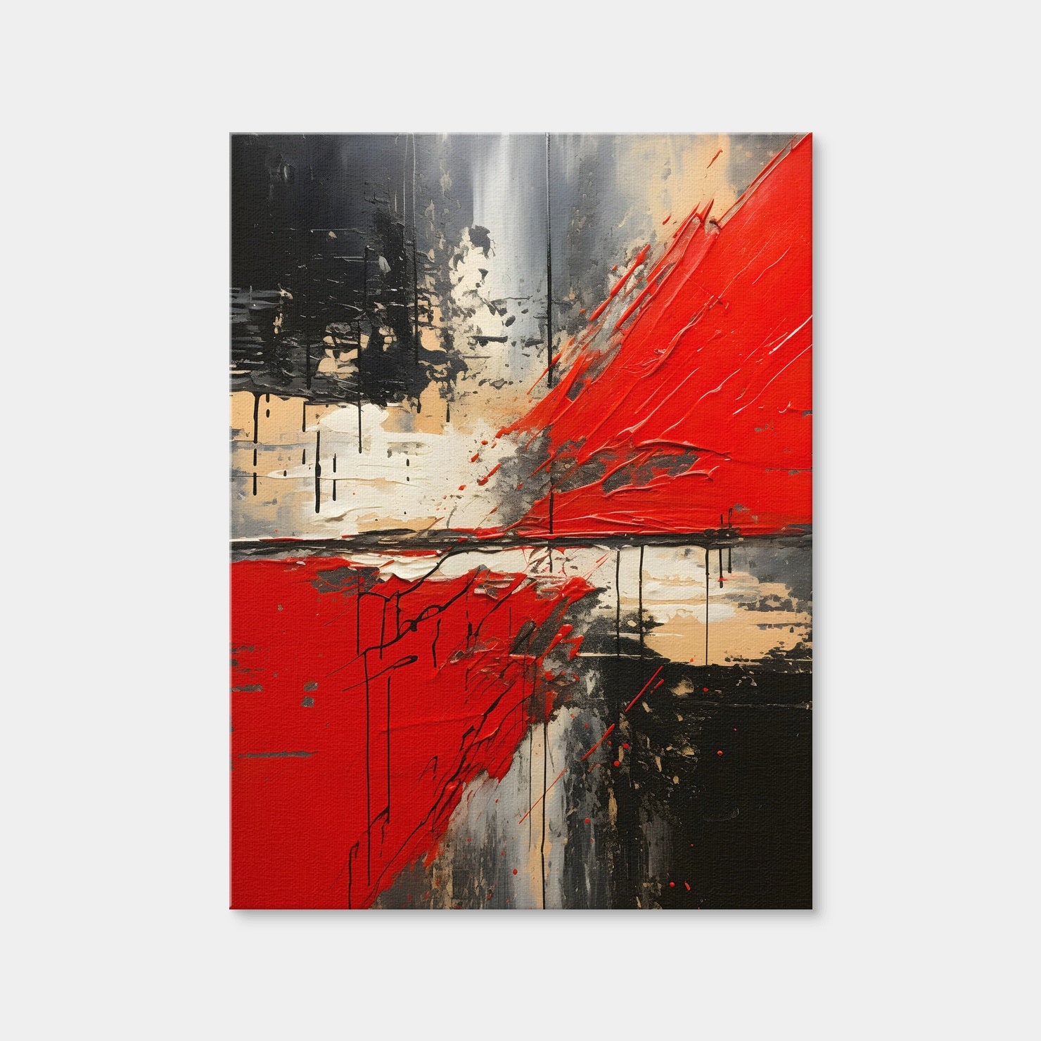 AUTO-MOCKUP WHITE | Abstract - Red Black Shapes 7 | 1 Piece | Gallery Wrap Canvas | group=3x4