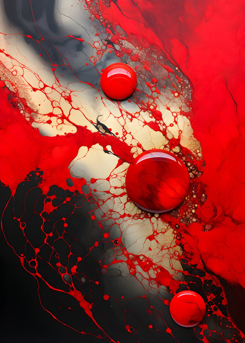 Abstract - Red black shapes 9 Wall Art