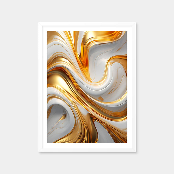 Abstract - White Gold Waves 4 Wall Art — Framed Print Format preview