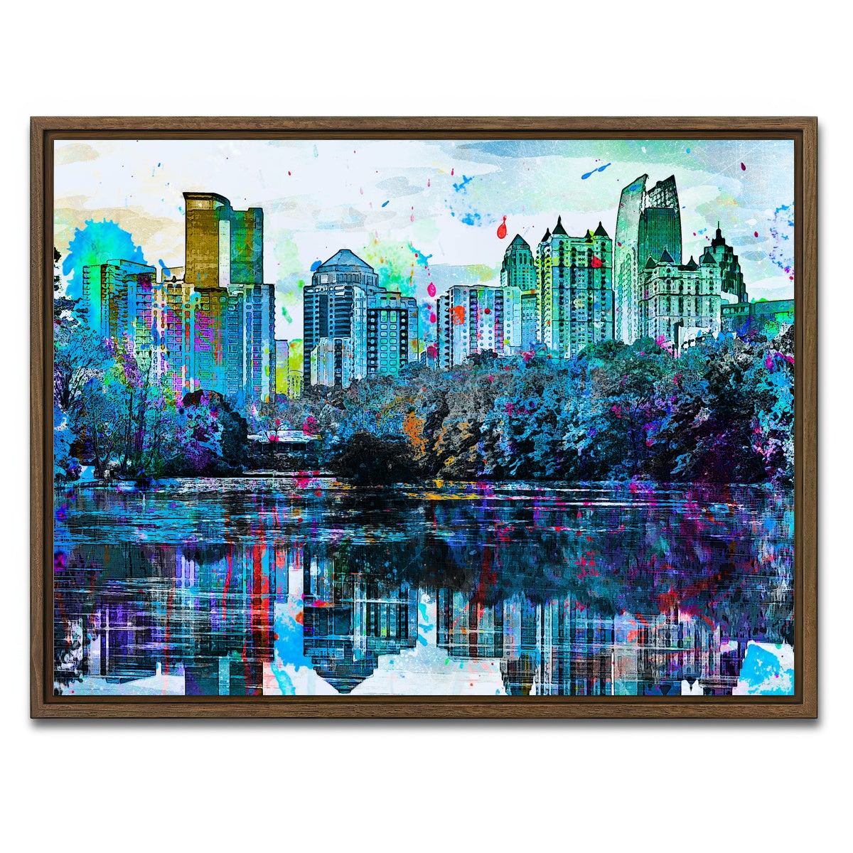 AUTO-MOCKUP WHITE | Abstract Atlanta | 1 Piece | Walnut Framed Canvas | group=4x3