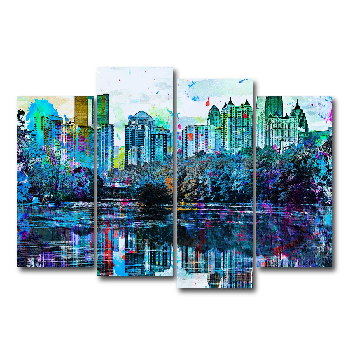 AUTO-MOCKUP WHITE | Abstract Atlanta | 4 Piece | Gallery Wrap Canvas | group=4_normal