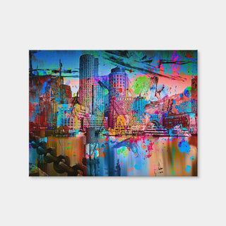 AUTO-MOCKUP WHITE | Abstract Boston Skyline | 1 Piece | Gallery Wrap Canvas | group=4x3