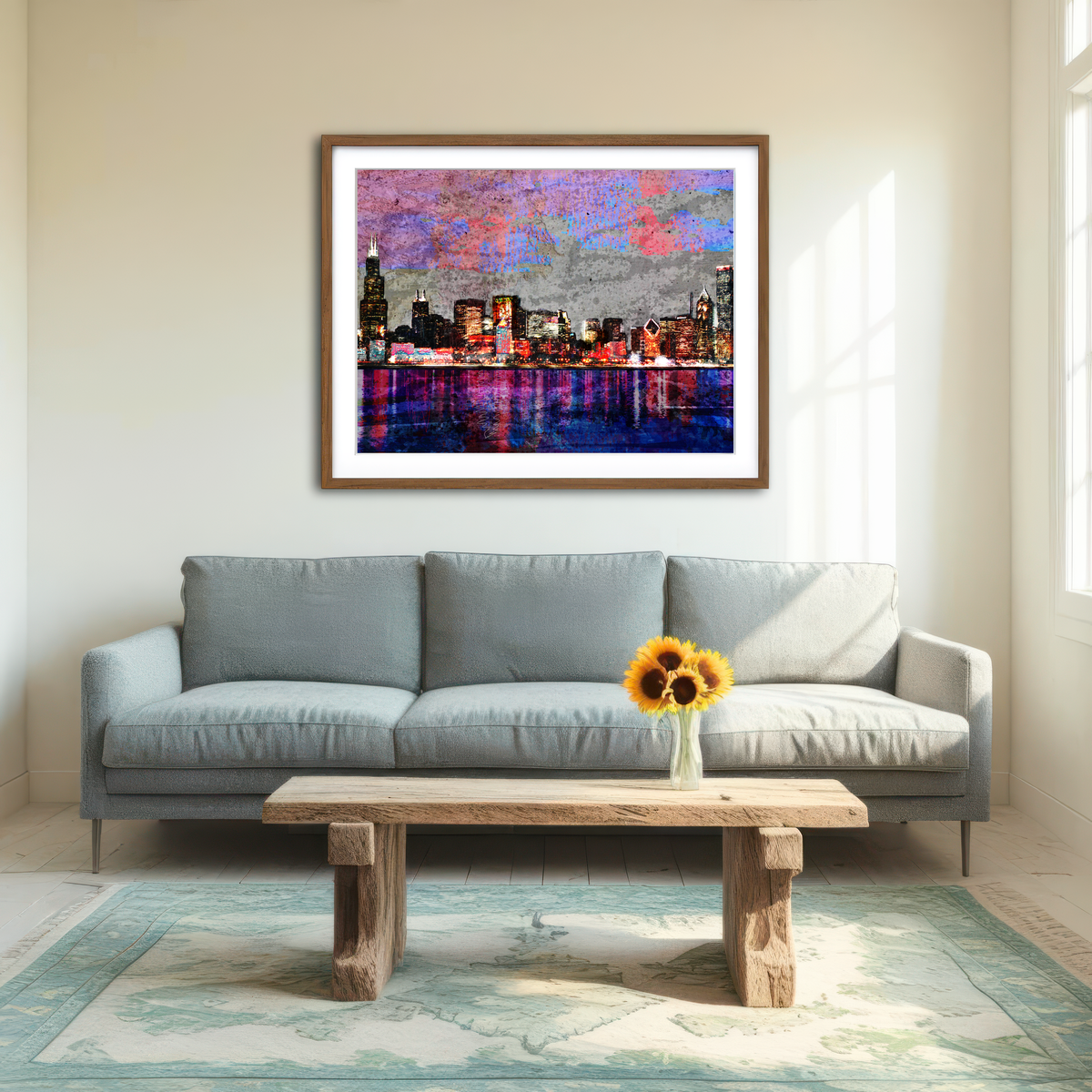 AUTO-MOCKUP ROOM | Abstract Chicago Skyline Wall Art