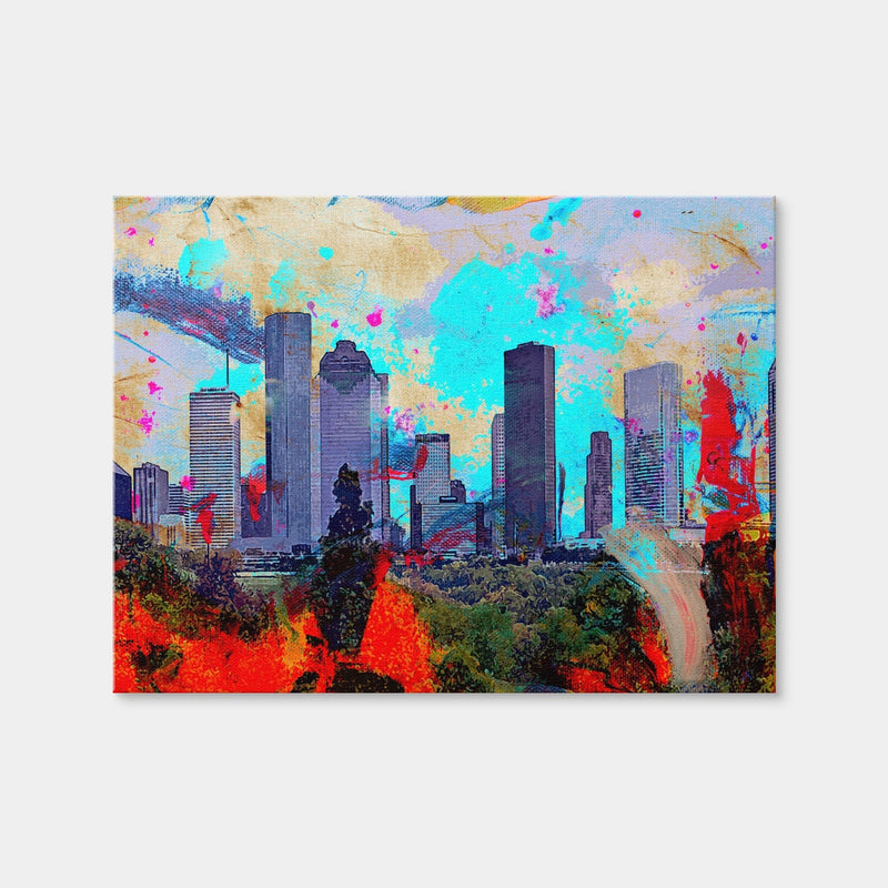 AUTO-MOCKUP WHITE | Abstract Houston Skyline | 1 Piece | Gallery Wrap Canvas | group=4x3