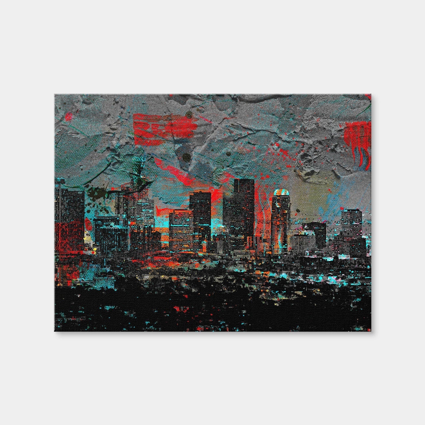 AUTO-MOCKUP WHITE | Abstract Los Angeles Skyline | 1 Piece | Gallery Wrap Canvas | group=4x3
