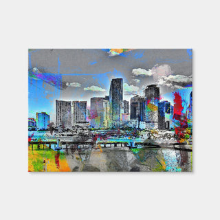 AUTO-MOCKUP WHITE | Abstract Miami Skyline | 1 Piece | Gallery Wrap Canvas | group=4x3
