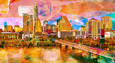 Abstract Moon Over Austin Wall Art