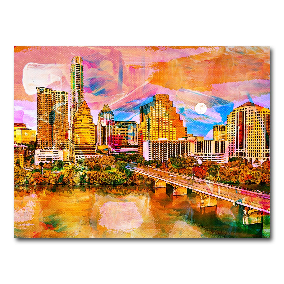 AUTO-MOCKUP WHITE | Abstract Moon Over Austin | 1 Piece | Gallery Wrap Canvas | group=4x3
