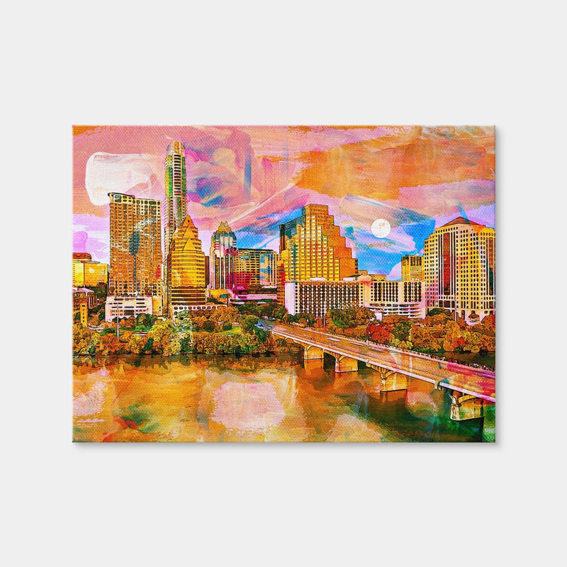 AUTO-MOCKUP WHITE | Abstract Moon Over Austin | 1 Piece | Gallery Wrap Canvas | group=4x3