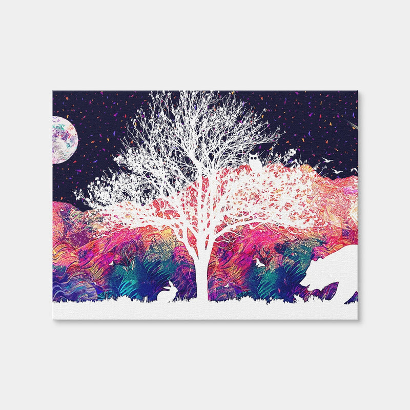 AUTO-MOCKUP WHITE | Abstract Moon Over Wildlife | 1 Piece | Gallery Wrap Canvas | group=4x3