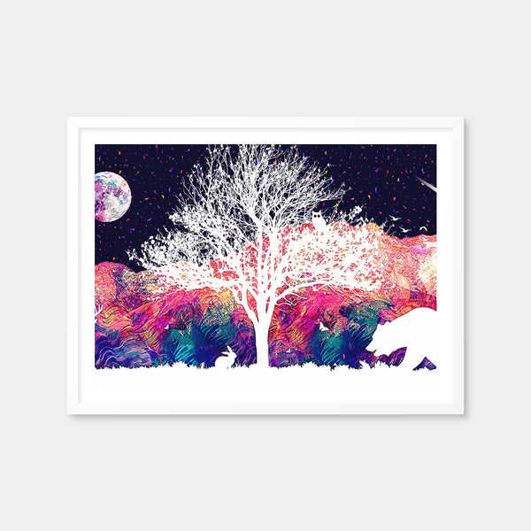 Abstract Moon Over Wildlife Wall Art — Framed Print Format preview