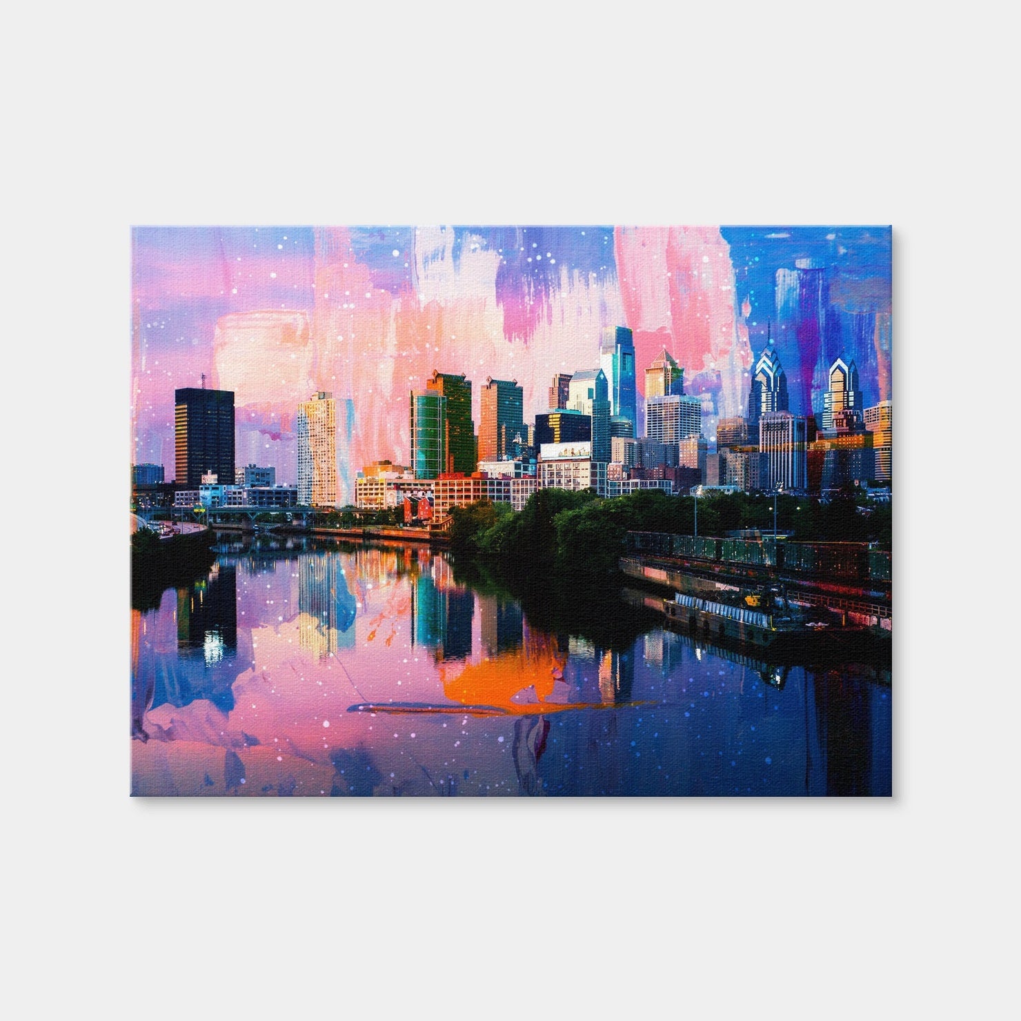 AUTO-MOCKUP WHITE | Abstract Philadelphia Skyline | 1 Piece | Gallery Wrap Canvas | group=4x3