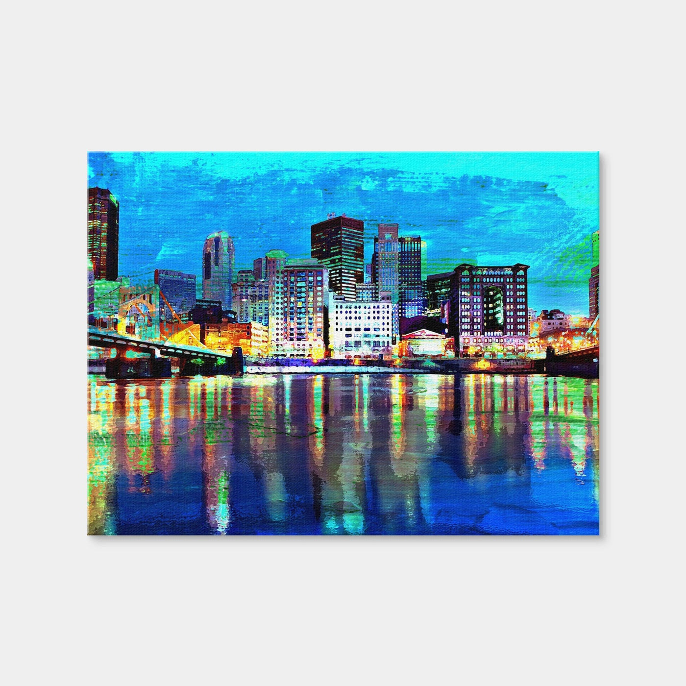 AUTO-MOCKUP WHITE | Abstract Pittsburgh At Night | 1 Piece | Gallery Wrap Canvas | group=4x3