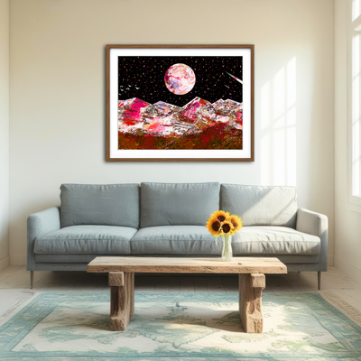 AUTO-MOCKUP ROOM | Abstract Red Moon Wall Art