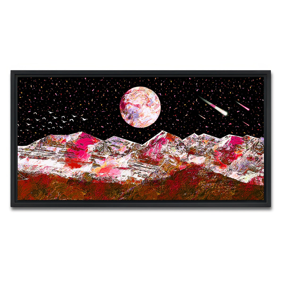 AUTO-MOCKUP WHITE | Abstract Red Moon | 1 Piece | Black Framed Canvas | group=2x1
