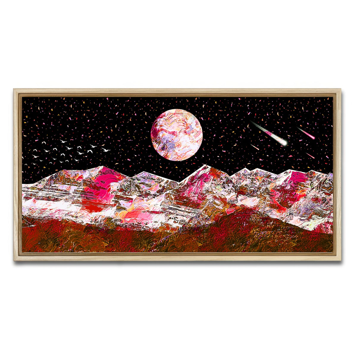 AUTO-MOCKUP WHITE | Abstract Red Moon | 1 Piece | Natural Framed Canvas | group=2x1