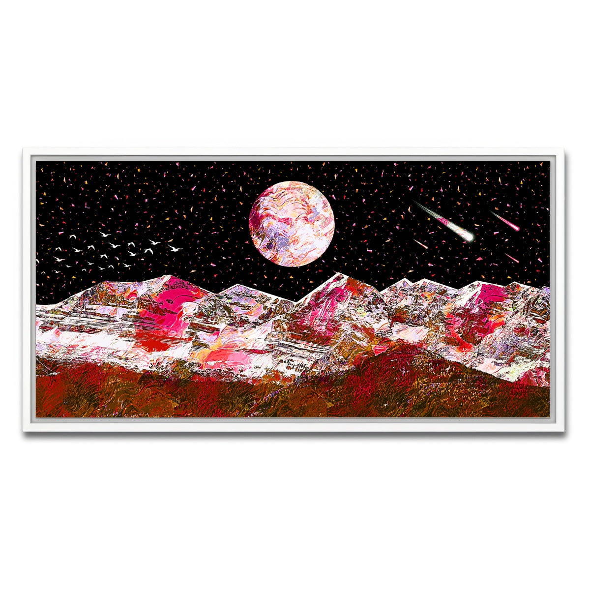 AUTO-MOCKUP WHITE | Abstract Red Moon | 1 Piece | White Framed Canvas | group=2x1