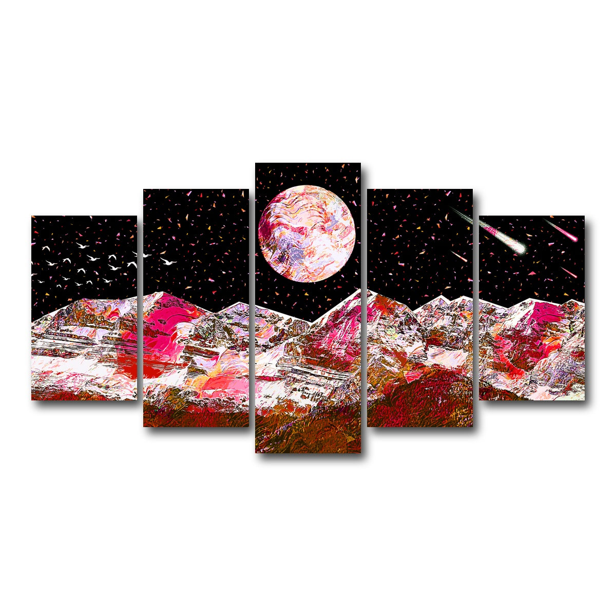 AUTO-MOCKUP WHITE | Abstract Red Moon | 5 Piece | Gallery Wrap Canvas | group=5_normal